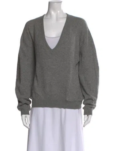 Pre-owned Khaite Cashmere V-neck Sweater In Gray
