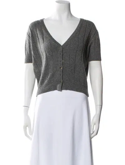 Pre-owned Khaite Cashmere V-neck Sweater In Gray