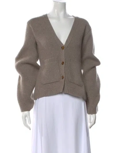 Pre-owned Khaite Cashmere V-neck Sweater In Gray