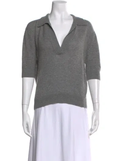 Pre-owned Khaite Cashmere V-neck Sweater In Gray