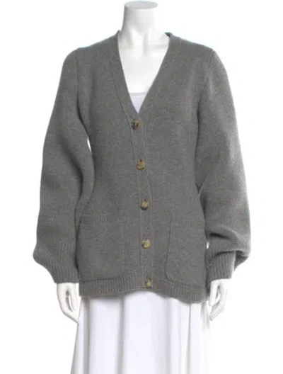 Pre-owned Khaite Cashmere V-neck Sweater In Gray