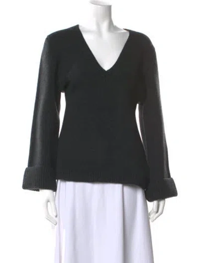 Pre-owned Khaite Cashmere V-neck Sweater In Gray