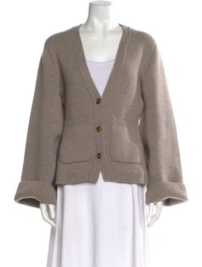 Pre-owned Khaite Cashmere V-neck Sweater In Gray