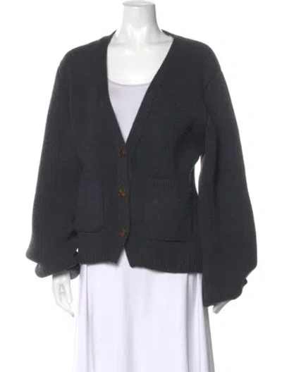 Pre-owned Khaite Cashmere V-neck Sweater In Gray