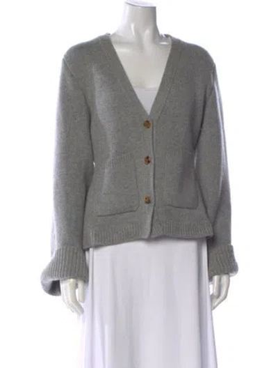 Pre-owned Khaite Cashmere V-neck Sweater In Gray