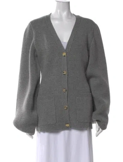 Pre-owned Khaite Cashmere V-neck Sweater In Gray