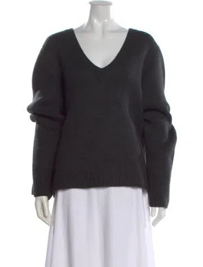 Pre-owned Khaite Cashmere V-neck Sweater In Gray