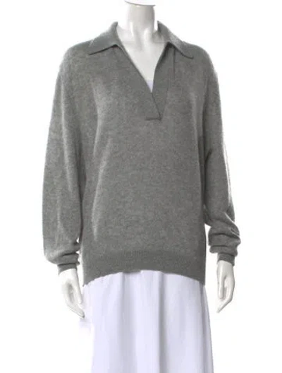 Pre-owned Khaite Cashmere V-neck Sweater In Gray