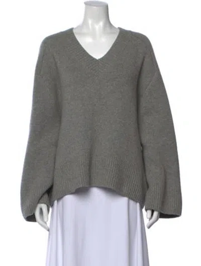 Pre-owned Khaite Cashmere V-neck Sweater In Gray