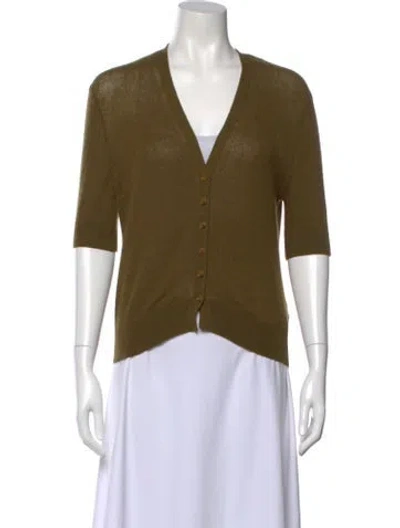 Pre-owned Khaite Cashmere V-neck Sweater In Green