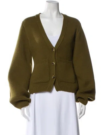 Pre-owned Khaite Cashmere V-neck Sweater In Green