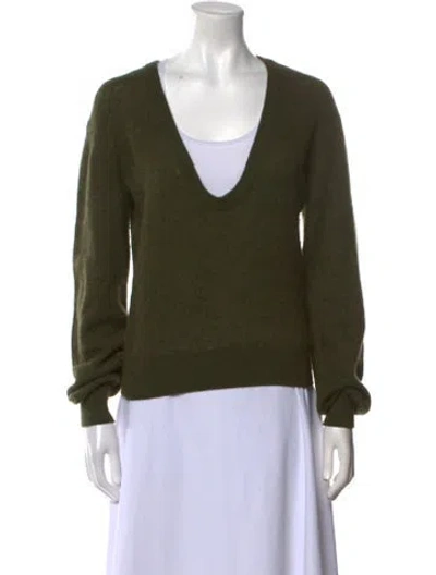 Pre-owned Khaite Cashmere V-neck Sweater In Green