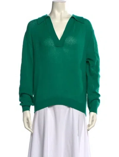 Pre-owned Khaite Cashmere V-neck Sweater In Green