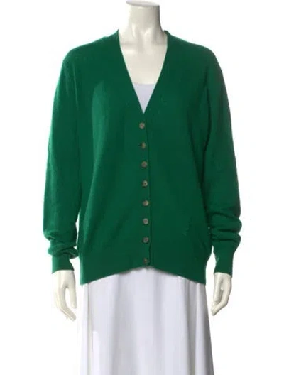 Pre-owned Khaite Cashmere V-neck Sweater In Green
