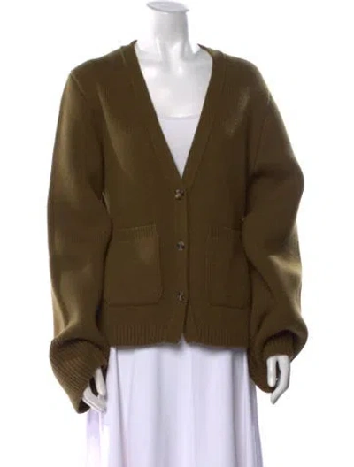 Pre-owned Khaite Cashmere V-neck Sweater In Green