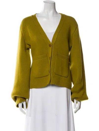 Pre-owned Khaite Cashmere V-neck Sweater In Green