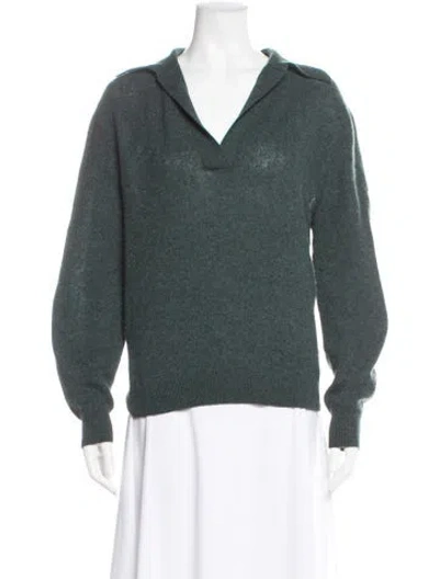 Pre-owned Khaite Cashmere V-neck Sweater In Green