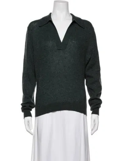 Pre-owned Khaite Cashmere V-neck Sweater In Green