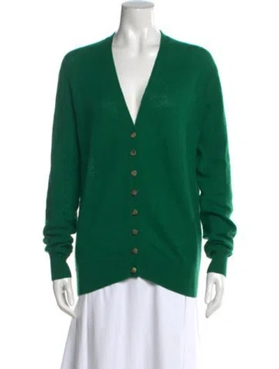 Pre-owned Khaite Cashmere V-neck Sweater In Green