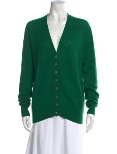 Pre-owned Khaite Cashmere V-neck Sweater In Green