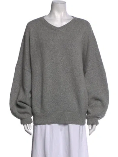 Pre-owned Khaite Cashmere V-neck Sweater In Grey