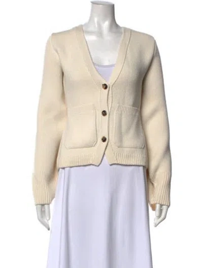 Pre-owned Khaite Cashmere V-neck Sweater In Neutral