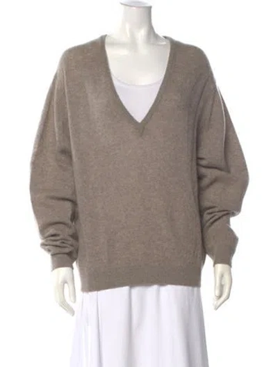 Pre-owned Khaite Cashmere V-neck Sweater In Neutral