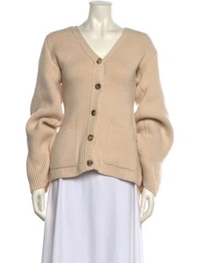 Pre-owned Khaite Cashmere V-neck Sweater In Neutral