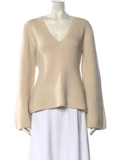 Pre-owned Khaite Cashmere V-neck Sweater In Neutral