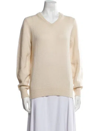 Pre-owned Khaite Cashmere V-neck Sweater In Neutral