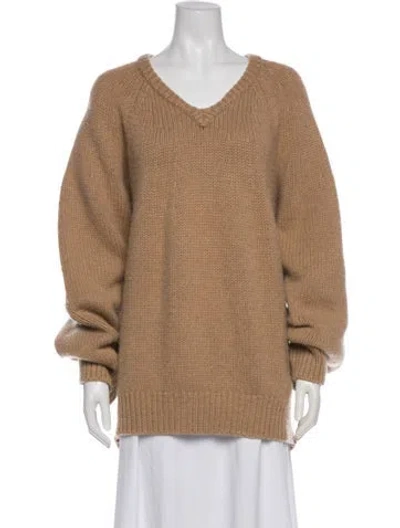 Pre-owned Khaite Cashmere V-neck Sweater In Neutral