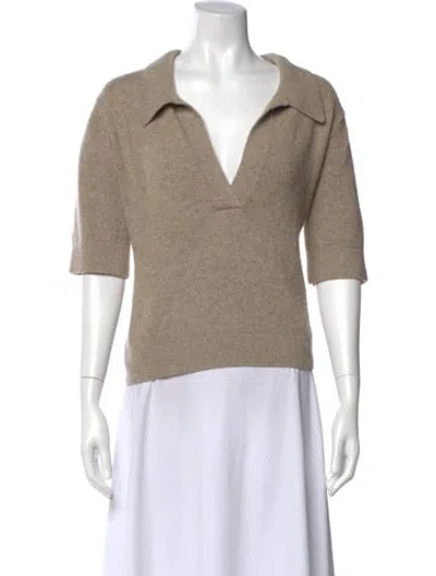 Pre-owned Khaite Cashmere V-neck Sweater In Neutral