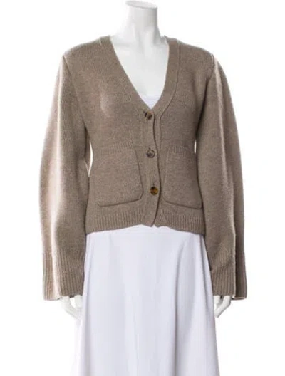 Pre-owned Khaite Cashmere V-neck Sweater In Neutral