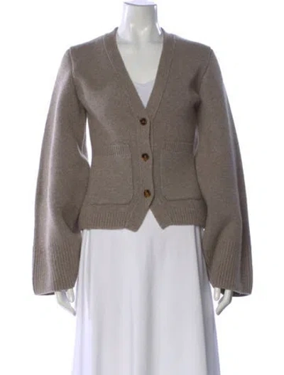 Pre-owned Khaite Cashmere V-neck Sweater In Neutral