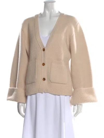 Pre-owned Khaite Cashmere V-neck Sweater In Neutral