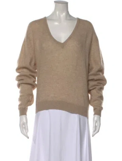Pre-owned Khaite Cashmere V-neck Sweater In Neutral