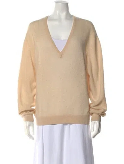 Pre-owned Khaite Cashmere V-neck Sweater In Neutral