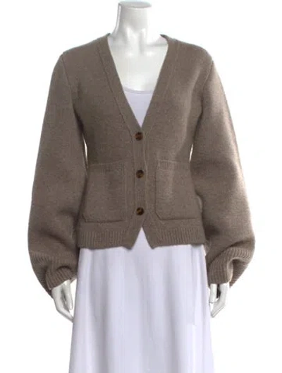 Pre-owned Khaite Cashmere V-neck Sweater In Neutral