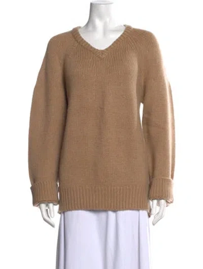Pre-owned Khaite Cashmere V-neck Sweater In Neutrals