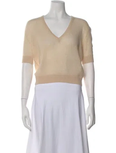 Pre-owned Khaite Cashmere V-neck Sweater In Neutrals