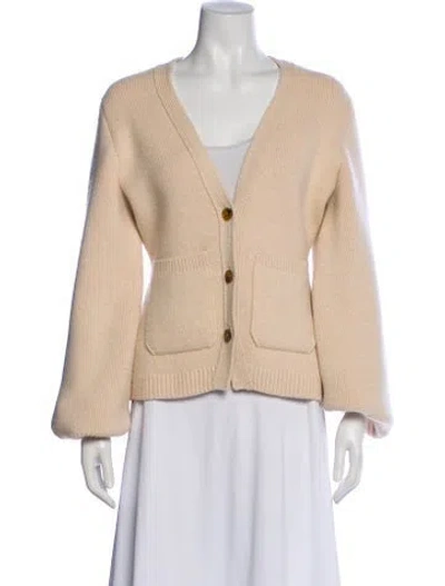 Pre-owned Khaite Cashmere V-neck Sweater In Neutrals