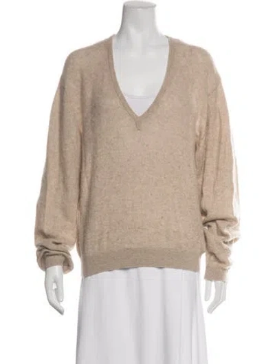 Pre-owned Khaite Cashmere V-neck Sweater In Neutrals