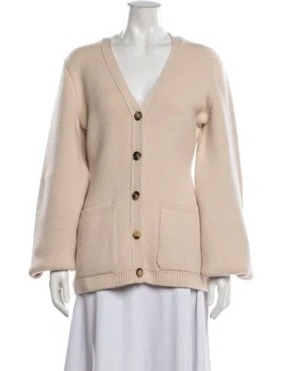 Pre-owned Khaite Cashmere V-neck Sweater In Neutrals