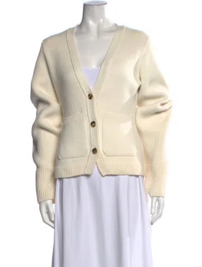 Pre-owned Khaite Cashmere V-neck Sweater In Neutrals