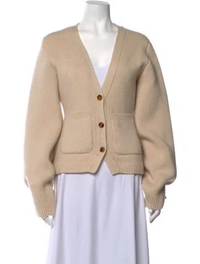 Pre-owned Khaite Cashmere V-neck Sweater In Neutrals