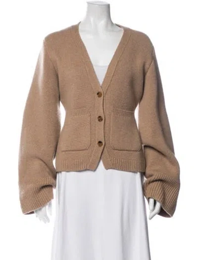 Pre-owned Khaite Cashmere V-neck Sweater In Neutrals