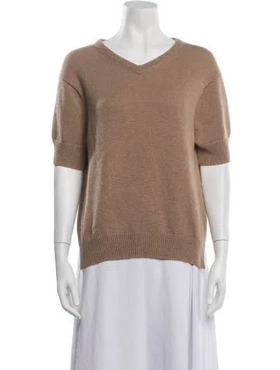Pre-owned Khaite Cashmere V-neck Sweater In Neutrals