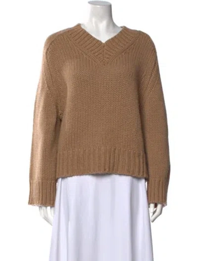 Pre-owned Khaite Cashmere V-neck Sweater In Neutrals