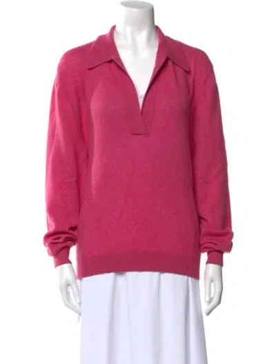 Pre-owned Khaite Cashmere V-neck Sweater In Pink