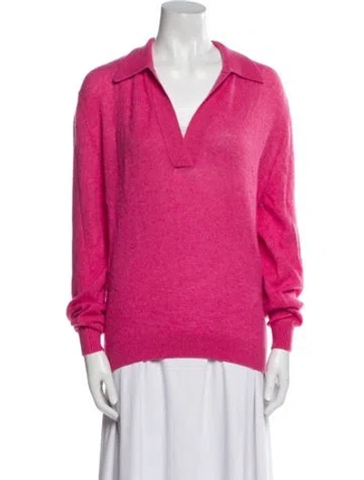 Pre-owned Khaite Cashmere V-neck Sweater In Pink
